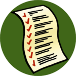 Woodcut illustration of a checklist