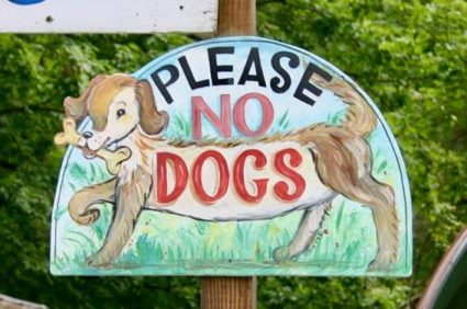 market sign: Please no dogs
